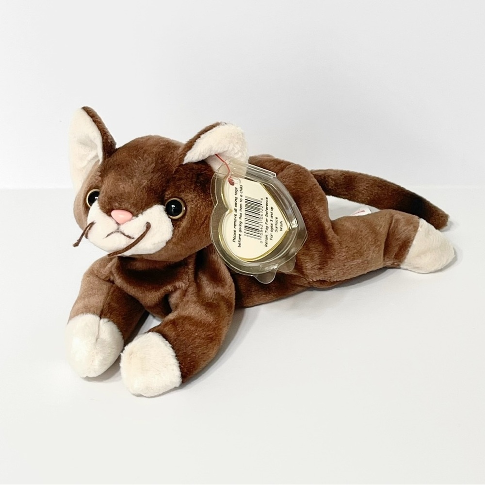 Ty Beanie Baby Pounce the Cat  Stuffed Animal Brown